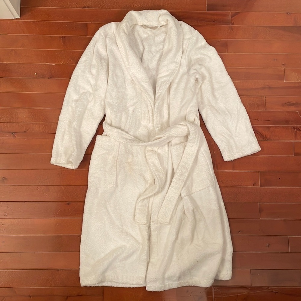 100% Cotton Plush White Bath Robe